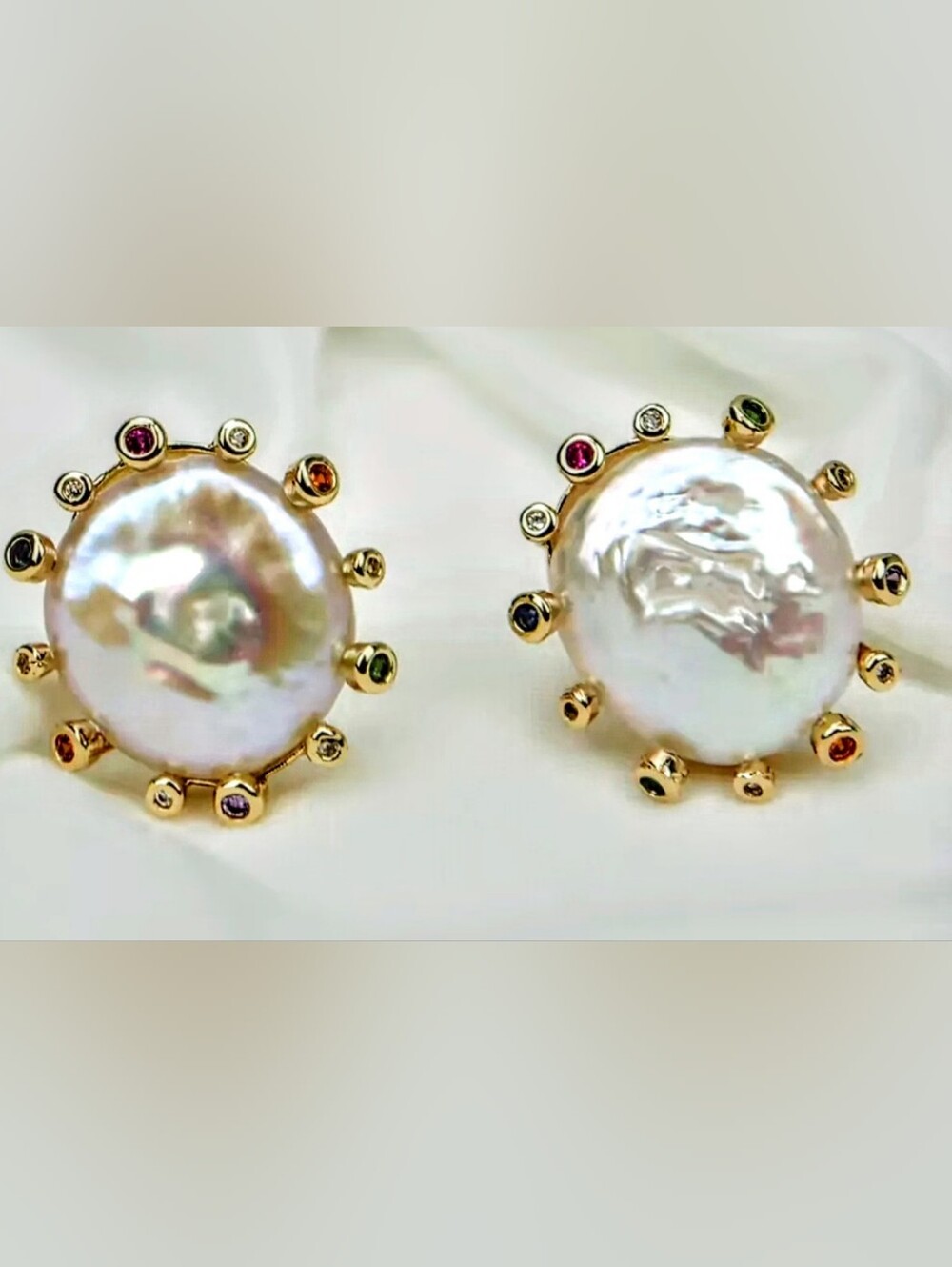 NWT Baroque Pearl GF Earrings & gems